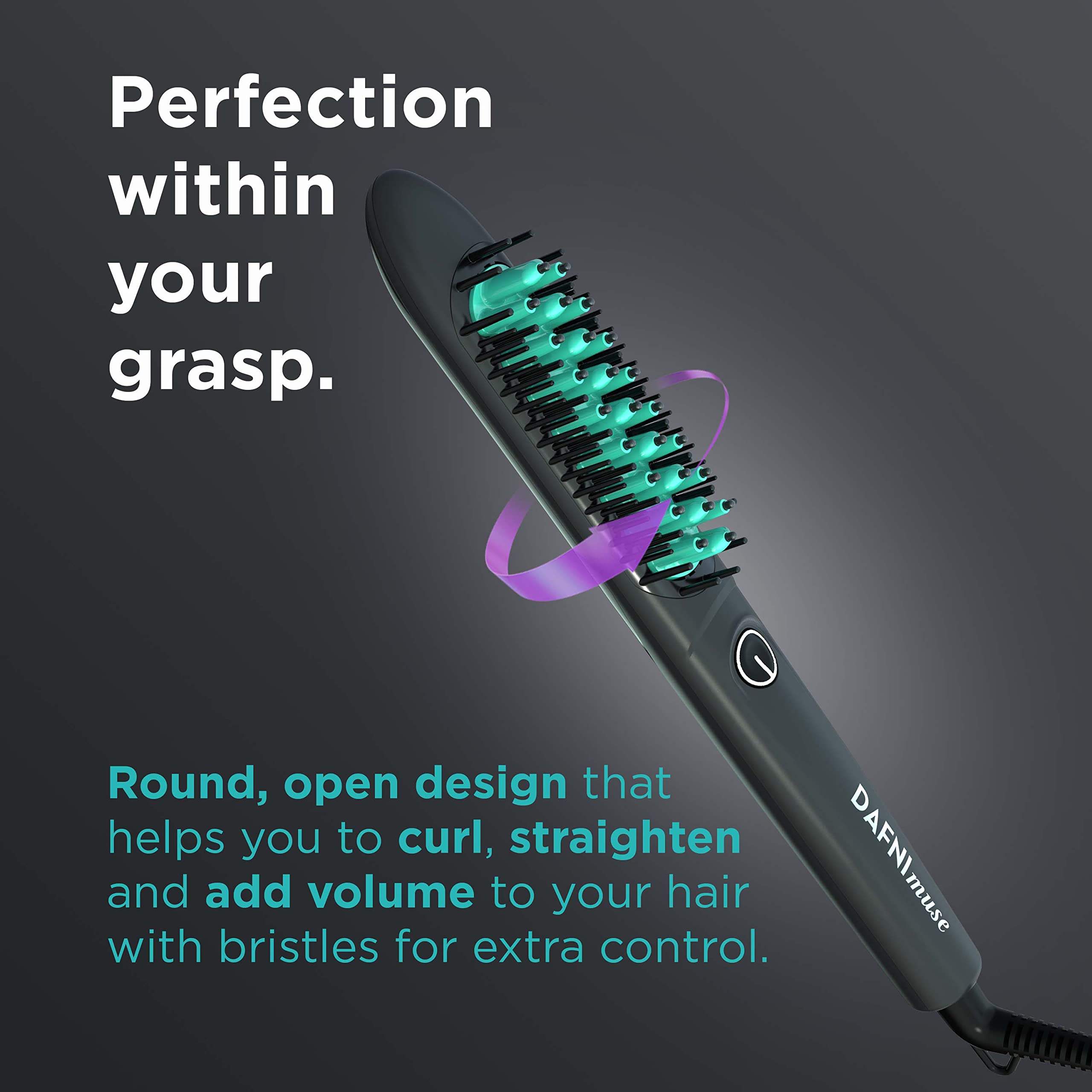 DAFNI X Conair Muse, Smoothing & Styling Hot Brush. Create endless styles from straight to smooth to curly, with or without volume. Best suited for short to mid-length hair