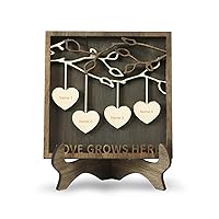 Jeweidea Personalized Family Sign with 2-9 Names Custom Wooden Tree of Life Frame Engraved Wood Plaques Decor Birthday Gift for Mother Women