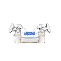 Crane Deluxe Double Electric Cordless Rechargeable Breast Pump, Portable, Closed System, Overflow Protection