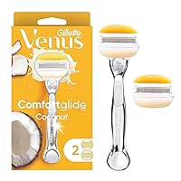 Gillette Venus Comfortglide with Olay Coconut Womens Razor Handle + Blade Refills, Silver, 2 Count