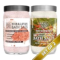 Dead Sea Collection Bath Salts Enriched with Himalayan - Natural Salt for Bath - Large (34.2 oz) and Bath Salts Enriched with Eucalyptus - Natural Salt for Bath - Large (34.2 oz) - Bundle