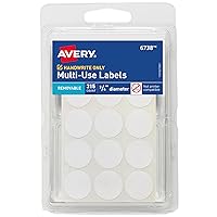 Avery Multi-Use Removable Labels, 3/4 Inch Round Stickers, White, Non-Printable, 315 Blank Labels Total (6738)