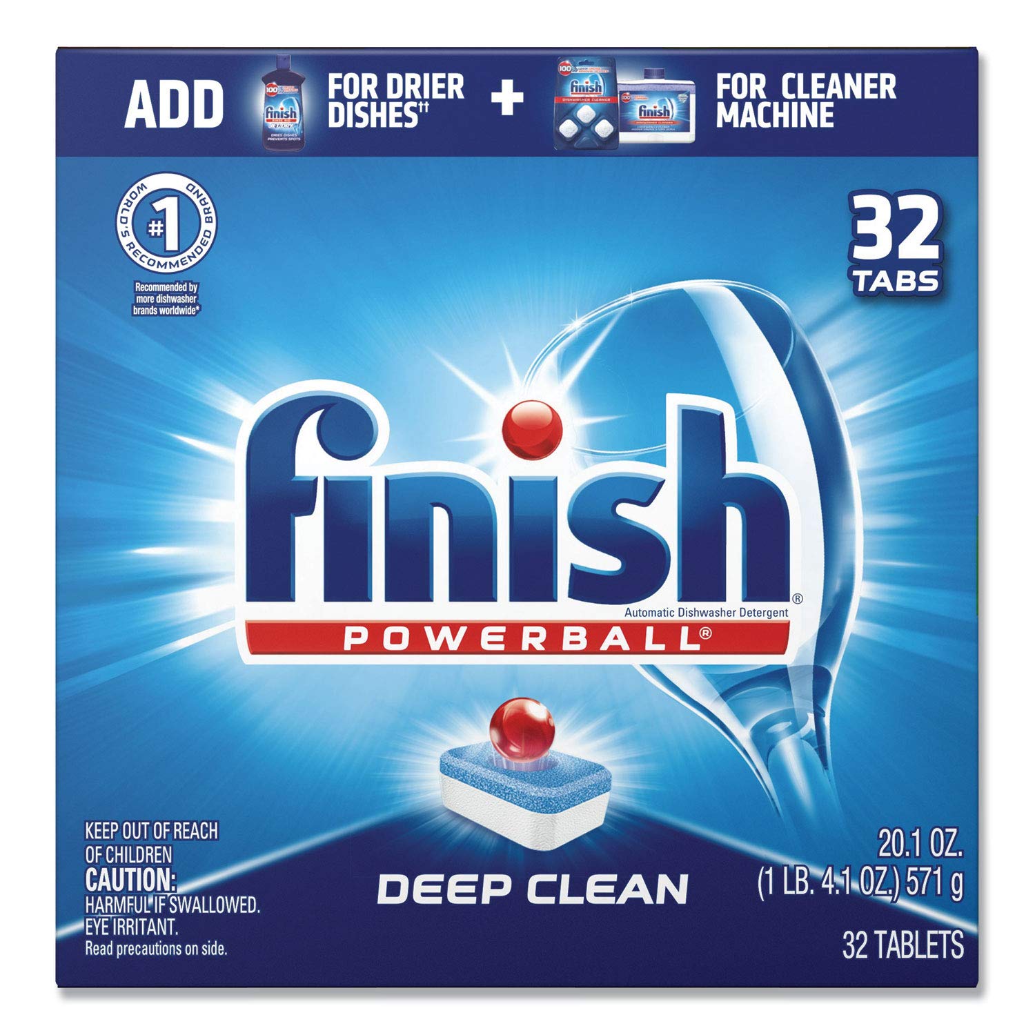 Finish All in 1 Powerball Fresh,deep clean,32ct, Dishwasher Detergent Tablets