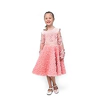 Beautiful Royal Lace Pink Flower Girl Dress - Birthday Wedding Party Holiday Bridesmaid Flower Girl Pageant Fancy Dress