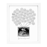 Pearhead Baby Shower Signature Guest Book & Sonogram Keepsake Photo Frame, Unique Guest Book, White, Sticker Guestbook Frame