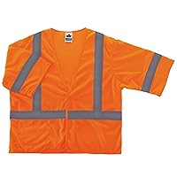 Ergodyne GloWear 8310HL ANSI Class 3 Economy High Visibility Orange Reflective Safey Vest with Sleeves, 2XL/3XL
