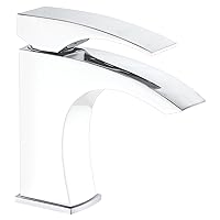 Dawn AB77 1586CPW Single-Lever Lavatory Faucet, Chrome & White (Standard Pull-up Drain with Lift Rod D90 0010C Included)