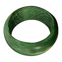 Handmade .925 Sterling Silver Wood Bangle Bracelet Mango Recycled India [7.75 in Inner Circ. x 1.3 in W] 'Green India'