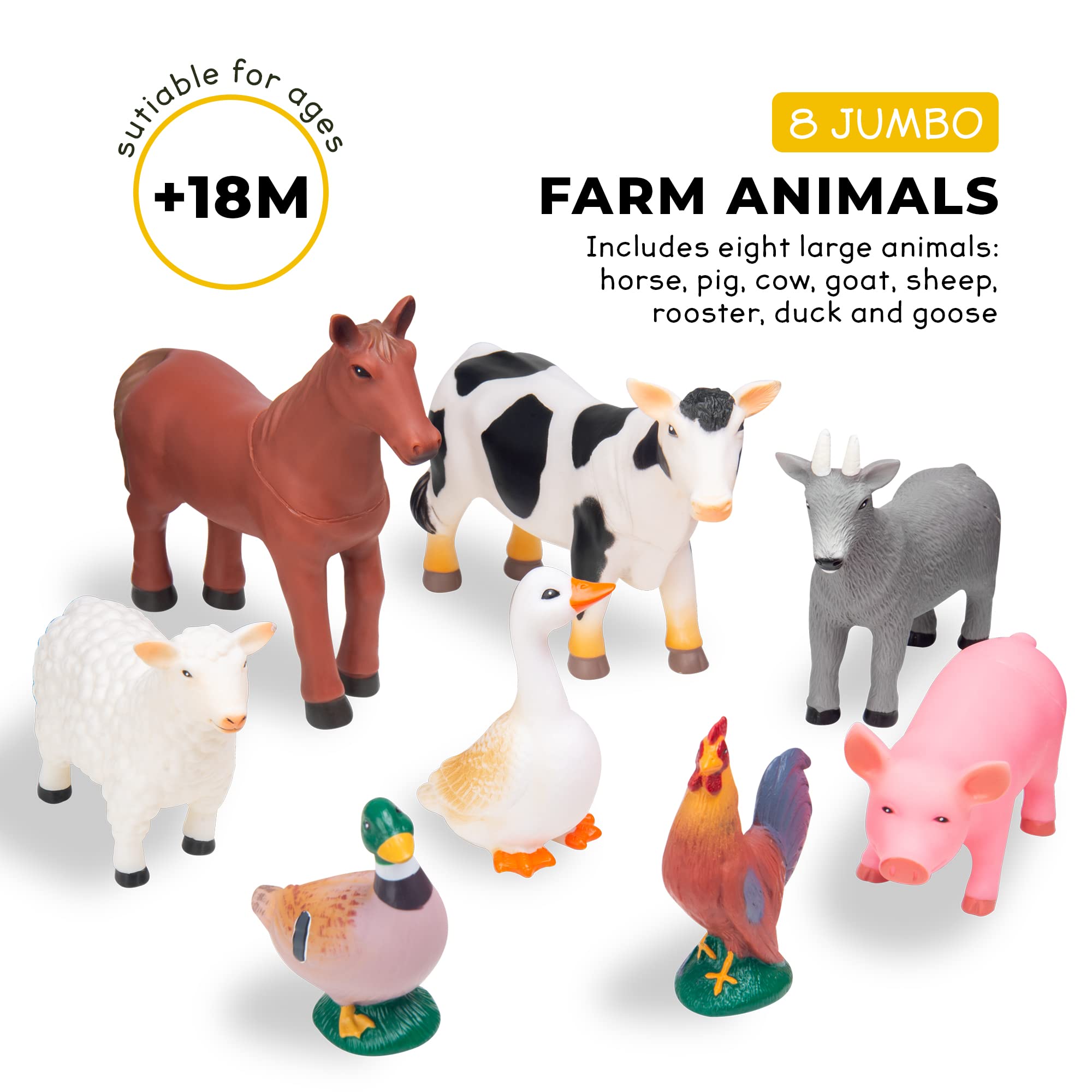 Mua Learning Minds Set of 8 Jumbo Farm Animal Figures - Farm Animals For 1,  2, 3 Year Olds - Toy Animals For Kids Age 18 Months Plus - Toys For 1