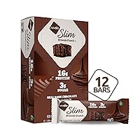 NuGo Slim Dark Chocolate Brownie Crunch, 16g Protein, 3g Sugar, 7g Fiber, Low Net Carbs, Gluten Free, 12 Count