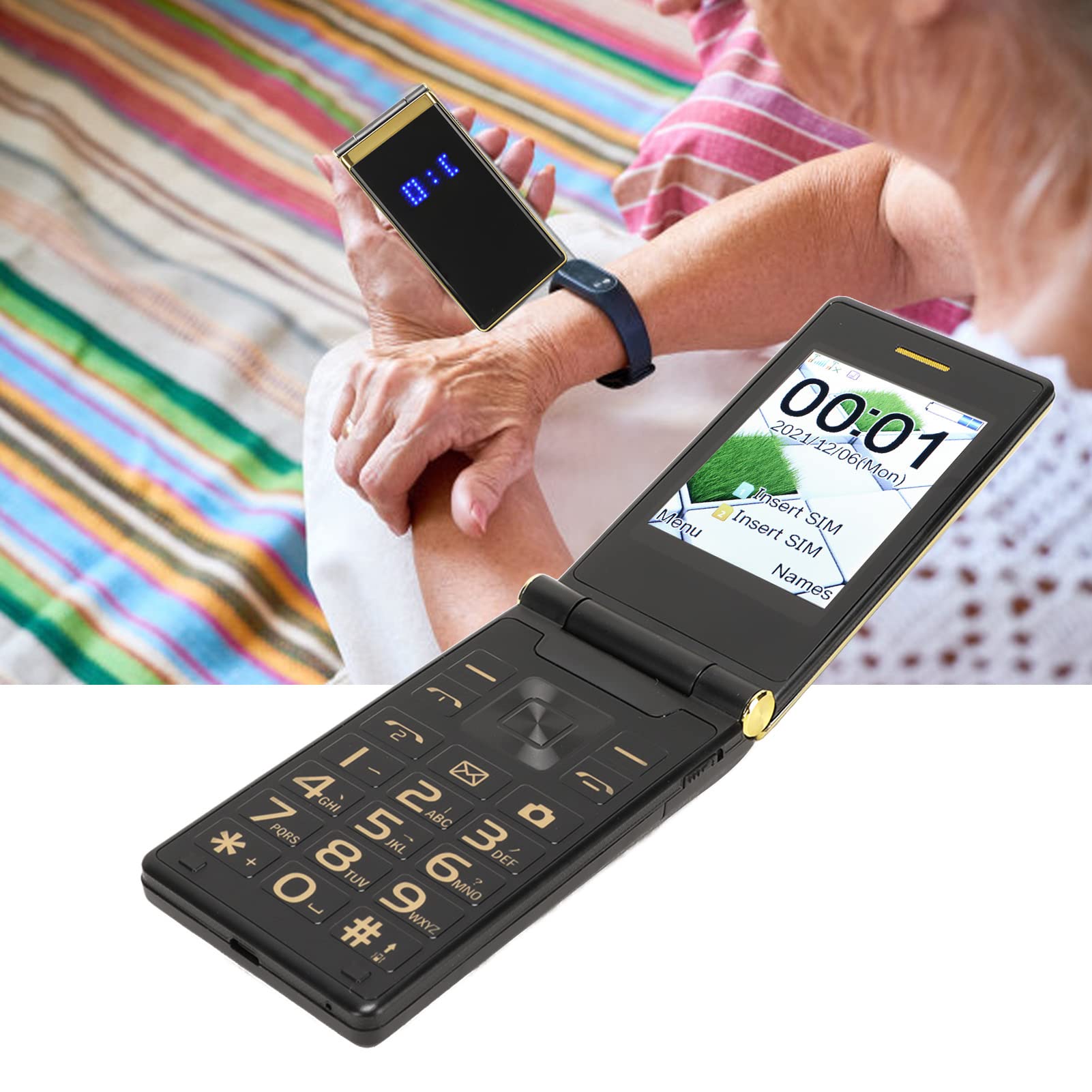 GLOGLOW Flip Phones for Seniors, 2.8 Inches Flip Phone Unlocked 320x480P Flip Seniors Phone Big Font Big Screen Unlocked Flip Phone for GSM 850 900 1800 1900MHz