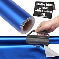 THMORT Matte Blue Wrapping Paper Roll with a Cutter Kit for Birthday,Wedding,Christmas,Baby Shower 17 Inch X 33 Feet Pure Solid color All Occasions for Gift wrapping Royal Sapphire Blue.