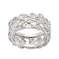 2.00 CTW Natural Diamond Polki Multi Band Eternity Ring 925 Sterling Silver Platinum Plated Slice Diamond Jewelry