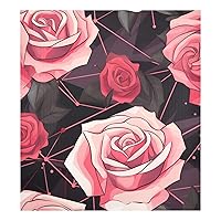 ALAZA Red Rose Geometric Dishwasher Magnet Cover Magnetic Refrigerator Magnet Cover Fridge Sticker Home Kitchen Decor,23 x 26 inch