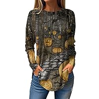 Women's Casual Fall Tops Basic Long Sleeve Shirts Crew Neck Comfy Top Vintage Graphic Sweatshirts Fashion Clothes