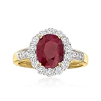 Ross-Simons 2.00 Carat Ruby and .64 ct. t.w. Diamond Ring in 18kt Yellow Gold