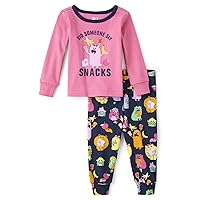 The Children's Place Baby Girls' and Toddler Long Sleeve Top and Pants Snug Fit 100% Cotton 2 Piece Pajama Set