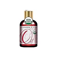 Organic Vitamin E Oil - USDA Certified, 100% Natural, 43,000 IU, Non-GMO, Vegan, Cruelty-Free - For Face Skin Hair Body Nails Cuticles Locs - Deep Hydrating Moisturizing (4 oz.)