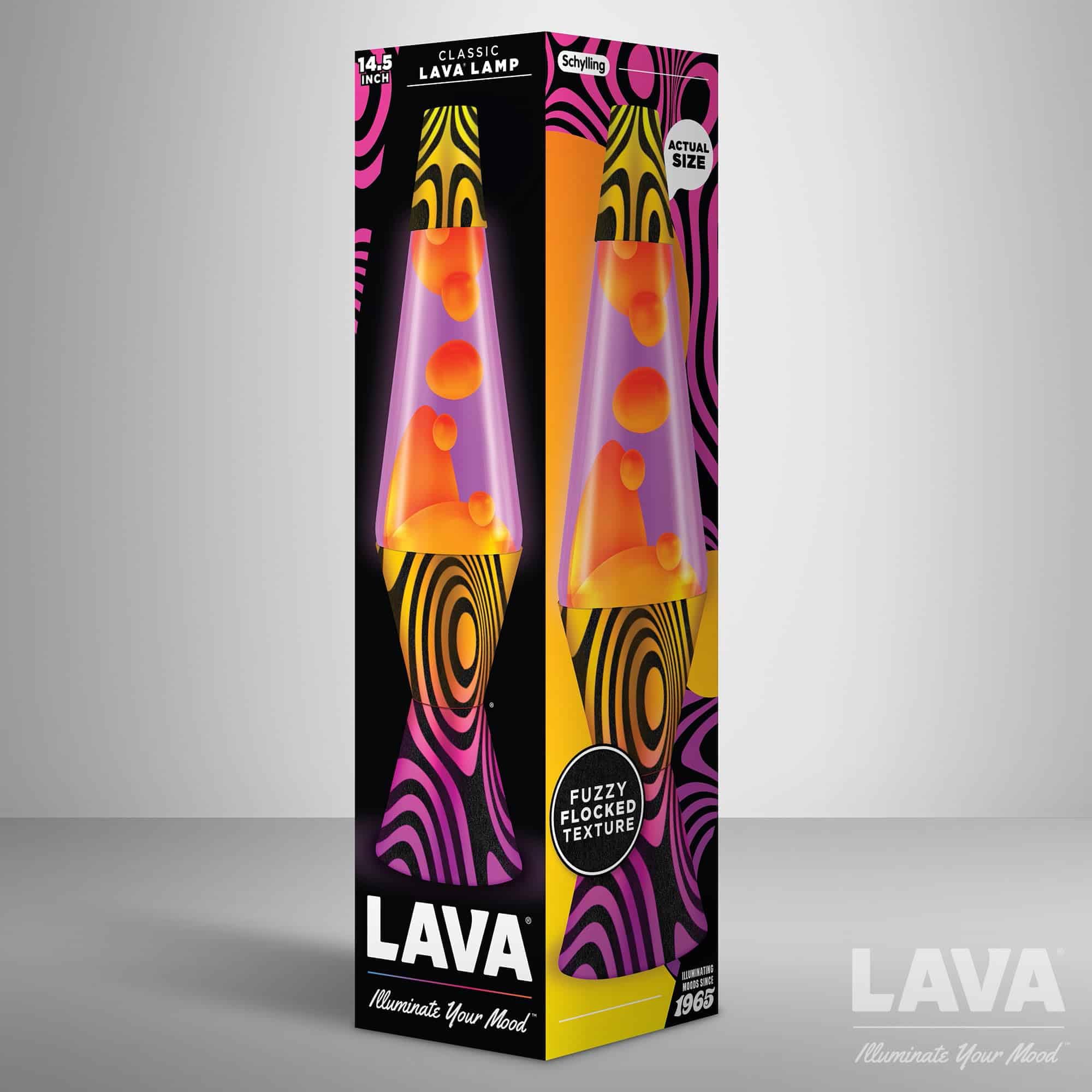 Lava Original Lamp 14.5'' Groovy Gradient Flocked Base - Yellow Wax and Purple Liquid - Home Décor Motion Lamp - 2015