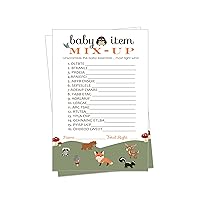 Woodland Baby Shower Word Scramble Game - 25 Pack Unscramble Activity Cards for Gender Reveal - Rustic Forest Animal Theme for Boy Girl - Printed 4 x 6 Size Set