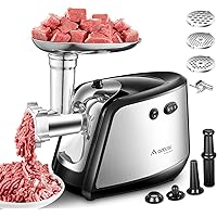 Meat Grinder Electric AAOBOSI Heavy Duty Meat Mincer【2200W Max】ETL Approved 3-IN-1 Sausage Stuffer and Grinder with 3 Size Plates, Sausage Tube & Kubbe Kits, Stainless Steel Blade,Dual Safety Switch