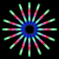 100 LED Foam Sticks Lights Party Batons Wand for Wedding, Parties, Birthdays, Guests, Party, DJ, Concerts, Festivals, Events, Promotions Bulk Party Favors 3 Color Lighting Modes