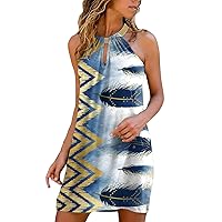 Womens Sexy Dresses Elegant Sleeveless Beach Cocktail Dresses Tropical Flattering Ruched Retro Loungewear Clothes