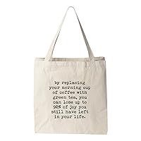 Replacing Coffee With Green Tea (You Lose Joy, Funny Tote Bag, Screen Printed, Canvas Tote Bag
