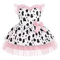 IMEKIS Toddler Girls Birthday Dress Cow Strawberry Shiny Confetti Tulle Princess Party Dresses Cake Smash Photo Shoot