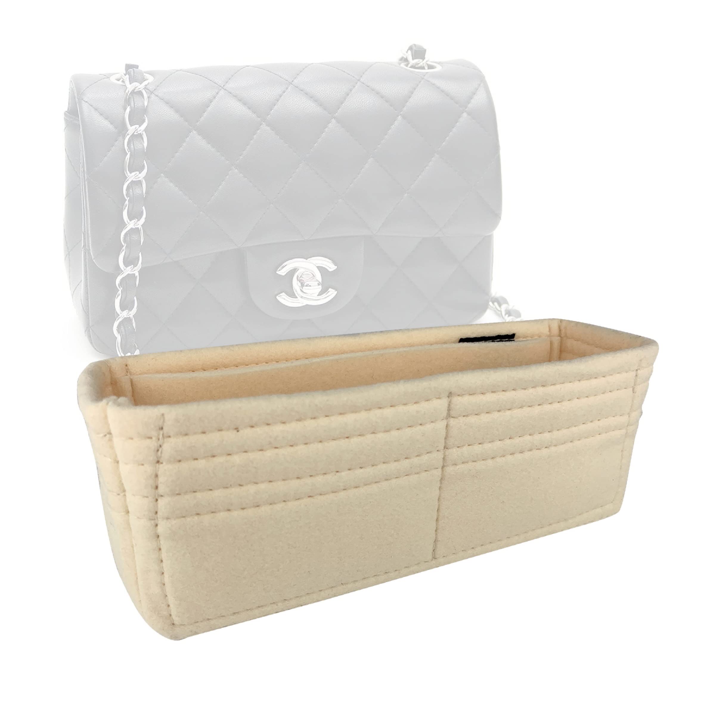 Zoomoni Premium Purse Organizer Insert For Chanel Classic Flap Mini Square, New Mini, Small, Medium, Jumbo, Maxi, with Top Handle (Handmade/20 Color Options) [Bag Organiser, Liner, Insert, Shaper]