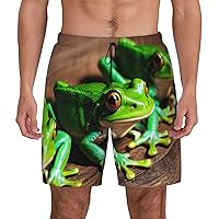 Funny Frogs Mens Swim Trunks - Beach Shorts Quick Dry with Pockets Shorts Fit Hawaii Beach Swimwear Bathing Suits