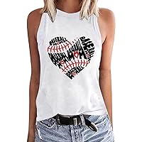 Baseball Mama Tank Top for Women Cute Basic Vest Vintage Graphic Tees Summer Casual Sleeveless Crewneck Shirt
