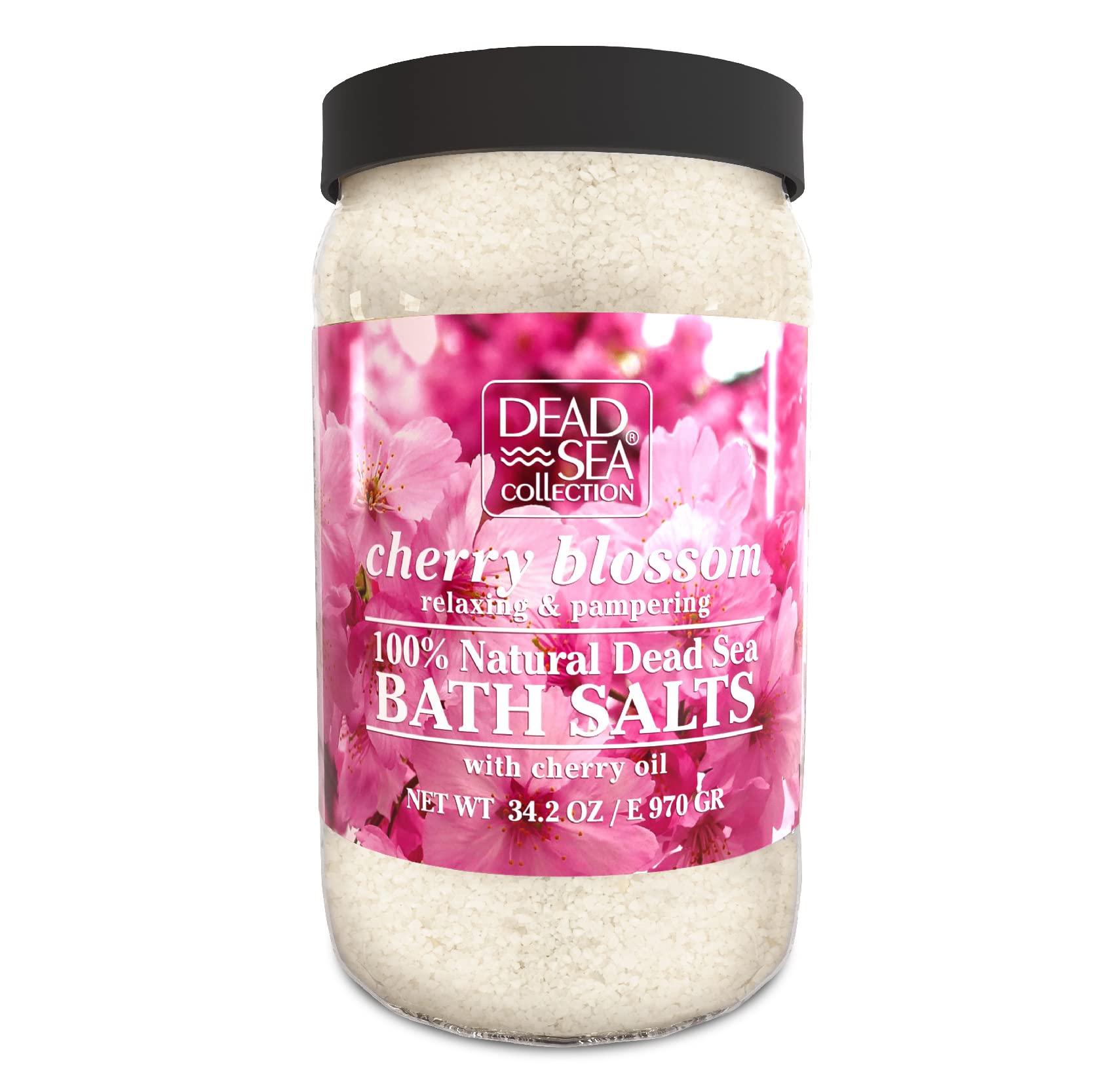 Dead Sea Collection Bath Salts Enriched 2pc - Cherry Blossom - Coconut -Natural Salt for Bath -2 x Large 34.2 OZ. - Nourishing Essential Body Care for Soothing and Relaxing Your Skin and Muscle