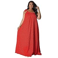 Women Plus Size Dresses Sleeveless Off Shoulder Halter Sexy Loose Casual Ruffle Tiered Flowy Dresses Floor Length Skirts
