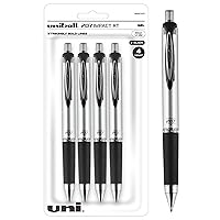 Uniball Signo 207 Impact RT Retractable Gel Pen, 4 Black Pens, 1.0mm Bold Point Gel Pens| Office Supplies by Uni-ball like Ink Pens, Colored Pens, Fine Point, Smooth Writing Pens, Ballpoint Pens