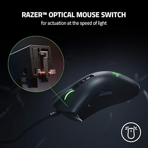 DeathAdder V2 Gaming Mouse: 20K DPI Optical Sensor - Fastest Gaming Mouse Switch - Chroma RGB Lighting - 8 Programmable Buttons - Rubberized Side Grips - Classic Black