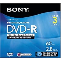 Sony 3DMR60DSR1HC 3-Pack 8cm DVD-R Double Sided with Hangtab