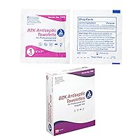 Dynarex BZK Antiseptic Towelettes, Moist Sanitizing Towelettes Designed to Prevent Infection in Minor Wounds, 5x7, Disposable & Individually Wrapped, 1 Box of 100 Dynarex BZK Antiseptic Towelettes