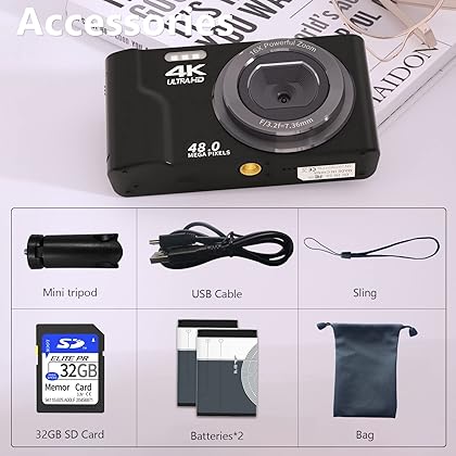 VJIANGER 4K 48MP Ditial Camera for Photography 2.8