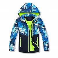 Children's Jacket Colorblocking Camouflage Zipper Shirt Waterpr00f And Breathable Outdoor Coats Boys Size 8 Winter
