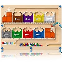 Magnetic Color and Number Maze Board Wooden Montessori Fine Motor Skills Toys for 3-5 Preschool Learning Activities Color Matching Learning Counting Puzzle Sorting Board for Toddlers 1-3 Boys Girls