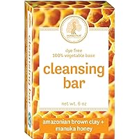 Madina Amazonian Brown Clay + Manuka Honey Dye Free Cleansing Bar Soap [Pack of 2-6 oz.]