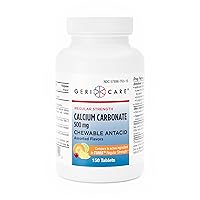 GeriCare Calcium Carbonate 500mg Chewable Antacid, Regular Strength, for Indigestion, Heartburn & Stomach Discomfort, 150 Count (Pack of 1)