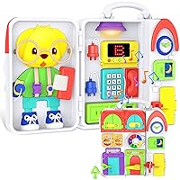 Toddler Toys for 1-2 Year Old Boy, Musical Montessori Busy Board, Early Educational Toy for Toddlers 1-3, Motor Skills Developmental Toy for 12-18 Month Age, Birthday Gift for 1+ Year Old Boy Girl