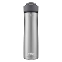 Cortland Chill 2.0 Stainless Steel Vacuum-Insulated Water Bottle with Spill-Proof Lid, Keeps Drinks Hot or Cold for Hours with Interchangeable Lid, 24oz, Steel/Blue Corn