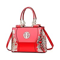 Purses and Handbags for Women Stylish Patent Leather Sequin Embroidery Top Handle Satchel Tote Daily Work Shoulder Bag