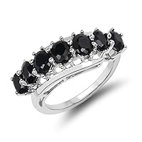 2.90 Carat Genuine Black Sapphire .925 Sterling Silver Ring