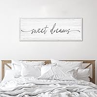 Sweet Dreams Wall Decor Above Bed Large 41''×15'' Farmhouse Wall Decor for Bedroom Guest Room Decor Framed Wood Wall Art Rustic Master Bedroom Wall Decoration 01 (white frame)
