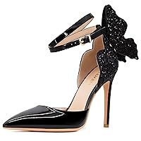 Gold High Heels Butterfly Back Sexy Stiletto Pumps Closed Toe Sparkly Ankle Strap Heels Sandals Dress Shoes for Women