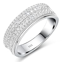 Sterling Silver Wedding Rings For Men 88 Round Cut 4 Rows Of Grade 5A Cubic Zirconia Wedding Band Promise Rings For Him Size 7-14